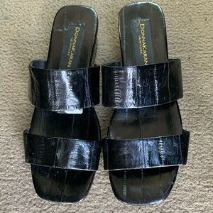 Donna Karan. Sandals.  Size 61/2. Black Patten Leather